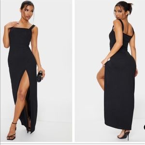 nwot straight neck dress with slit